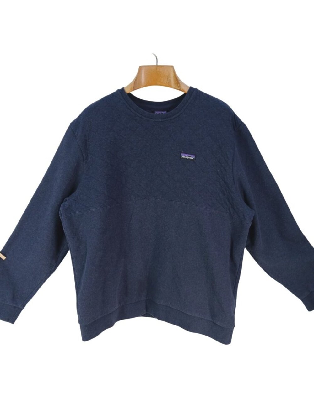 Patagonia Mens Organic Cotton Worn Wear Quilted Crewneck Sweatshirt XXL Navy Blu